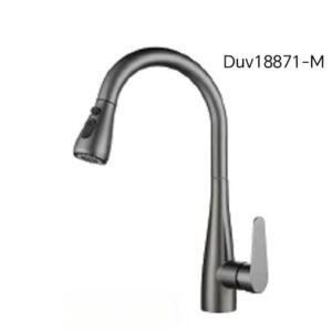 (DUV 18871-M) Pull Out Kitchen Sink Mixer Tap-SUS 304 Gun Metal