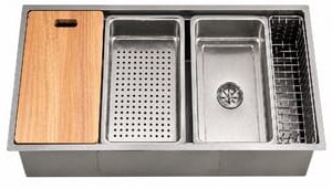 Stainless Steel Nano Lava Single Bowl C/W Chopboard,Basket&Tray