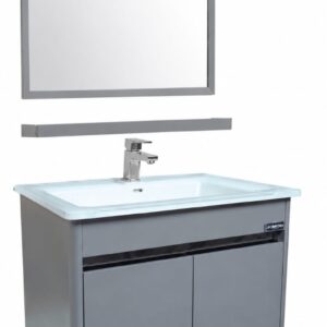 Glass Basin Stainless Steel Cabinet(Include Mirror & Shelf)