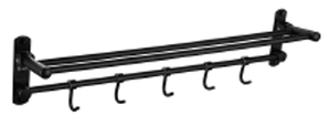 Foldable Towel Bar With Hook Stainless Steel SUS304 Black