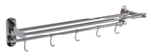 Foldable Towel Bar With Hook Stainless Steel SUS304 Polished Chrome