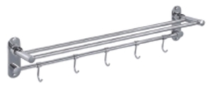 Foldable Towel Bar With Hook Stainless Steel SUS304 Satin Finishing