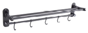 Foldable Towel Bar With Hook Stainless Steel SUS304 Gun Metal
